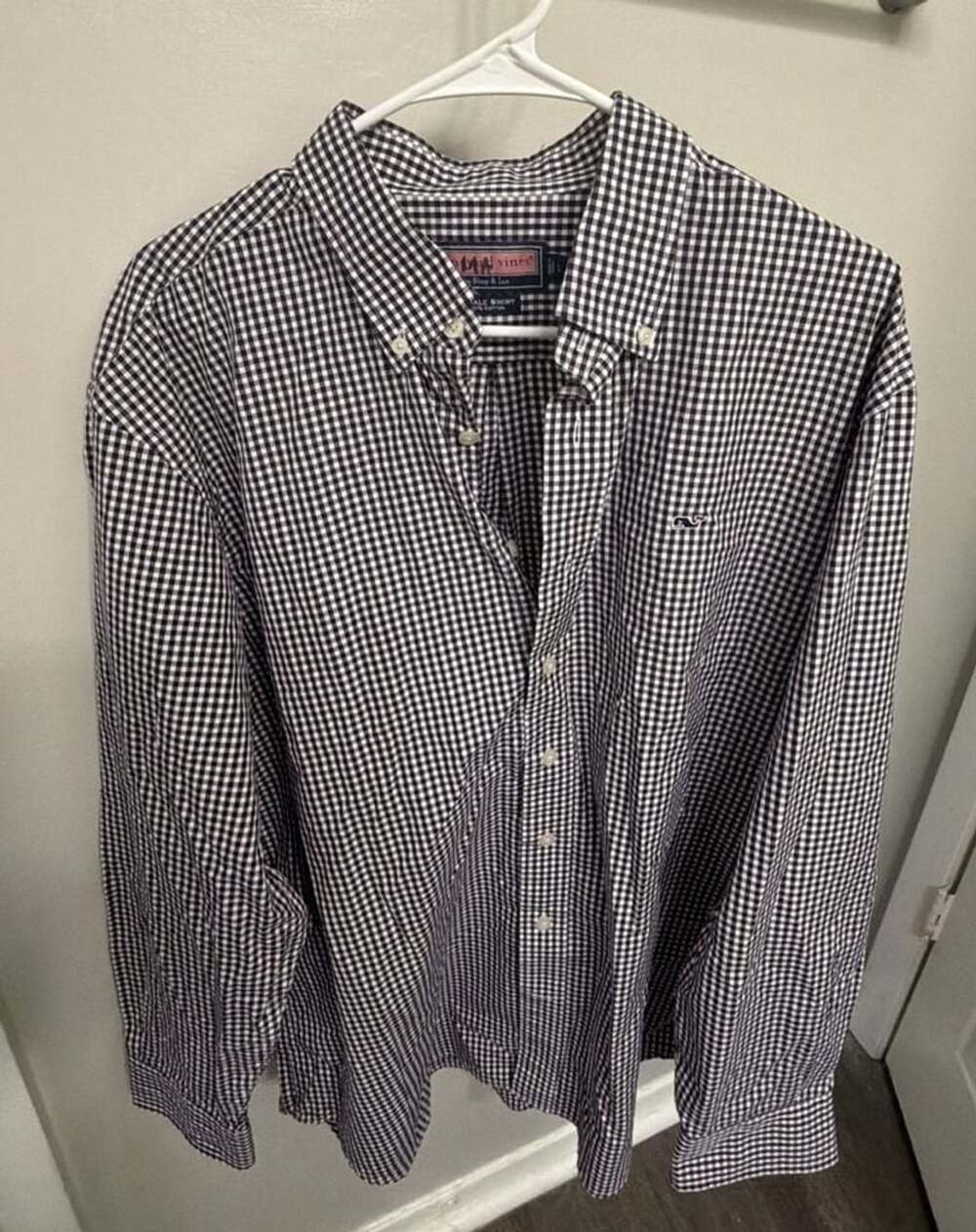 Vineyard Vines Shep & Ian Whale Shirt Mens L Gingham Button Down 100% Cotton